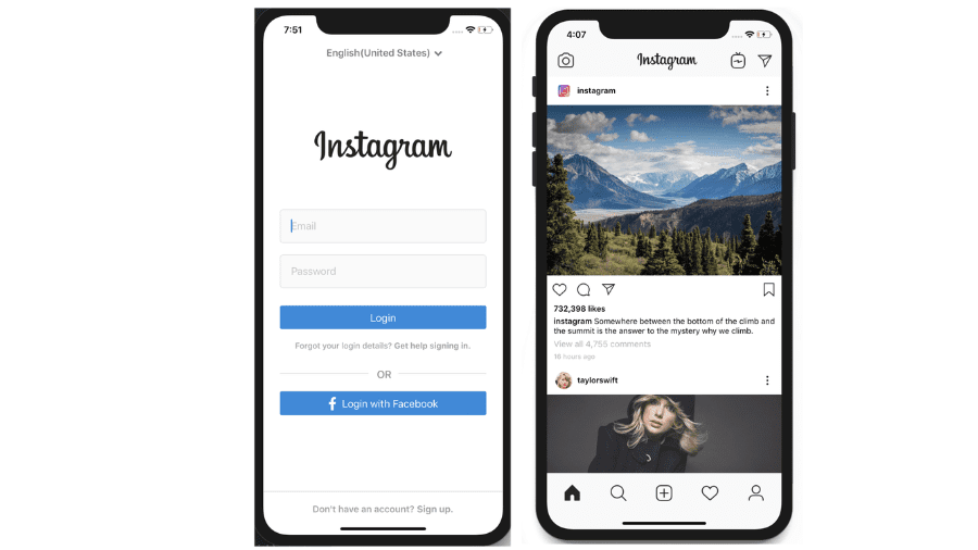 Instagram-react-native-app-preview