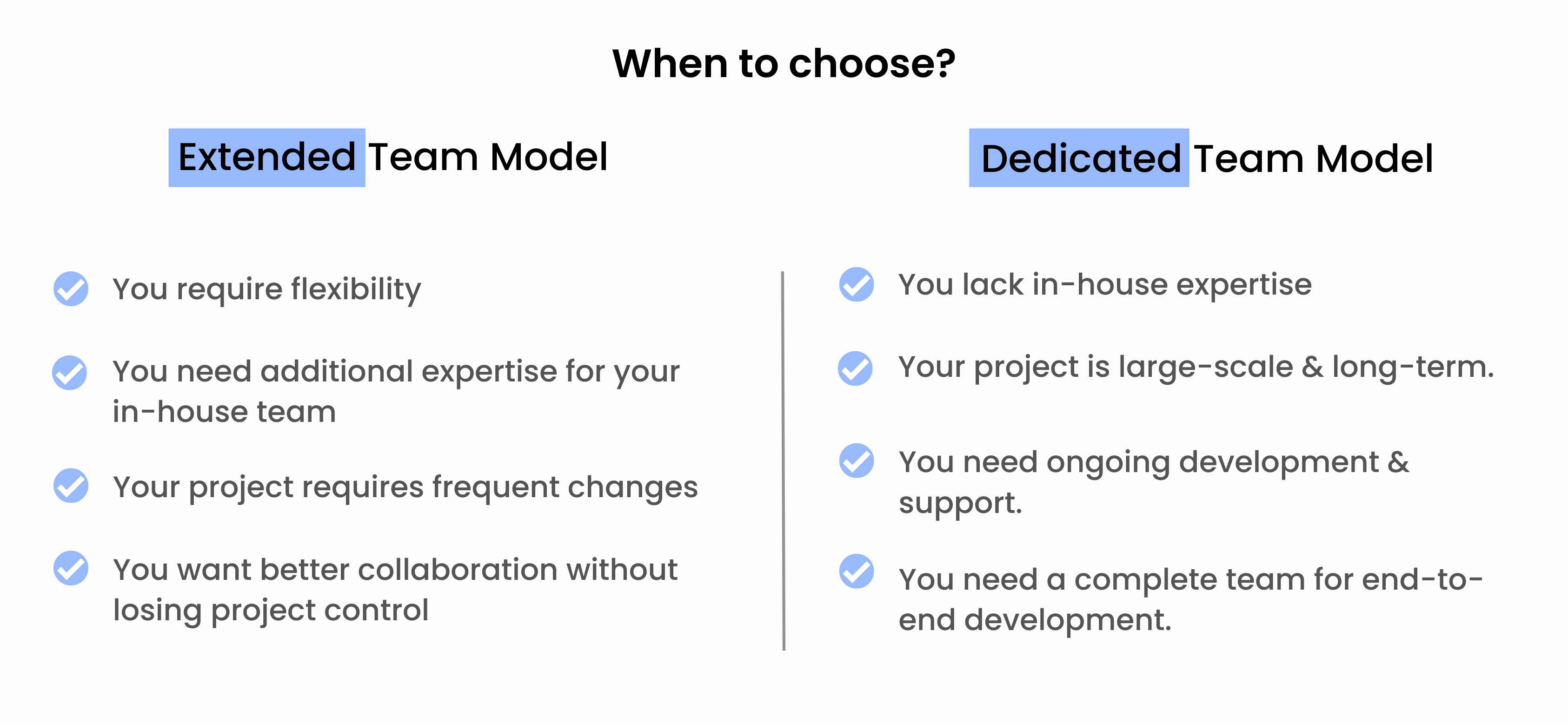 When to choose Extended vs Dedicated Team Model
