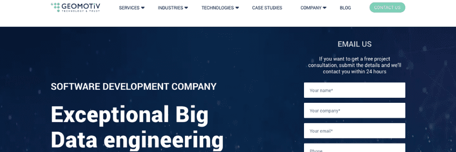 Geomotive homepage snapshot